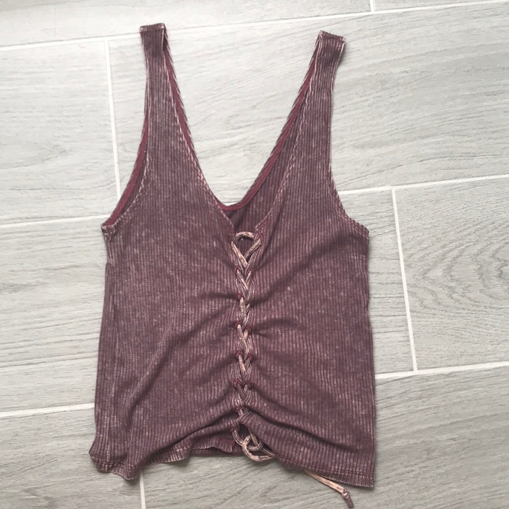 American Eagle Pink Ribbed Crop Top